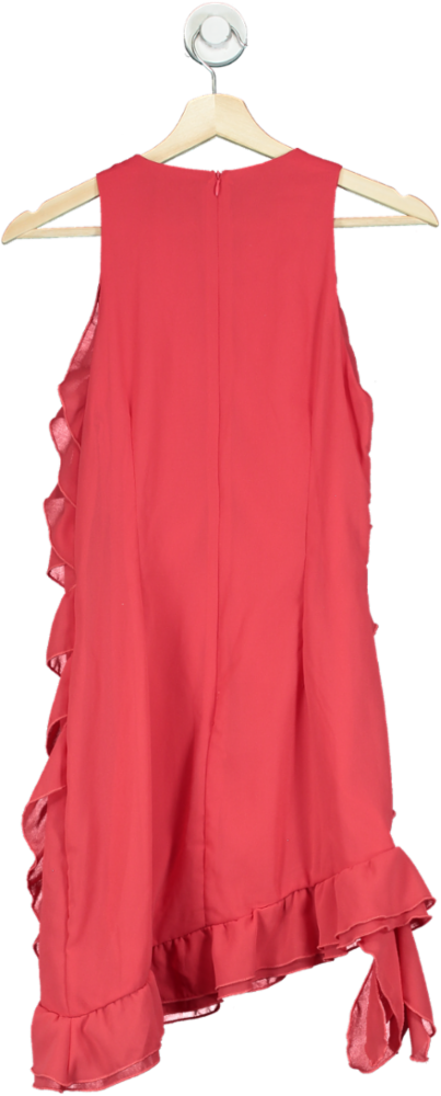 Boohoo Red Ruffle Mini Shift Dress UK 10