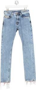 Diesel Blue Distressed Hem Button Fly  Slim Tailored Buster Jean W28