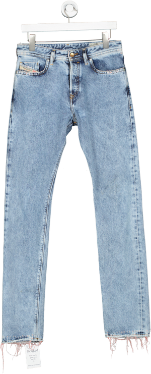 Diesel Blue Distressed Hem Button Fly  Slim Tailored Buster Jean W28