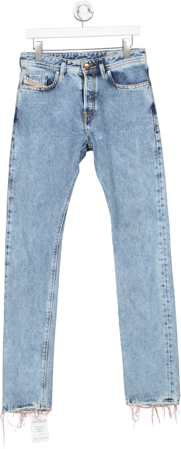Diesel Blue Distressed Hem Button Fly  Slim Tailored Buster Jean W28