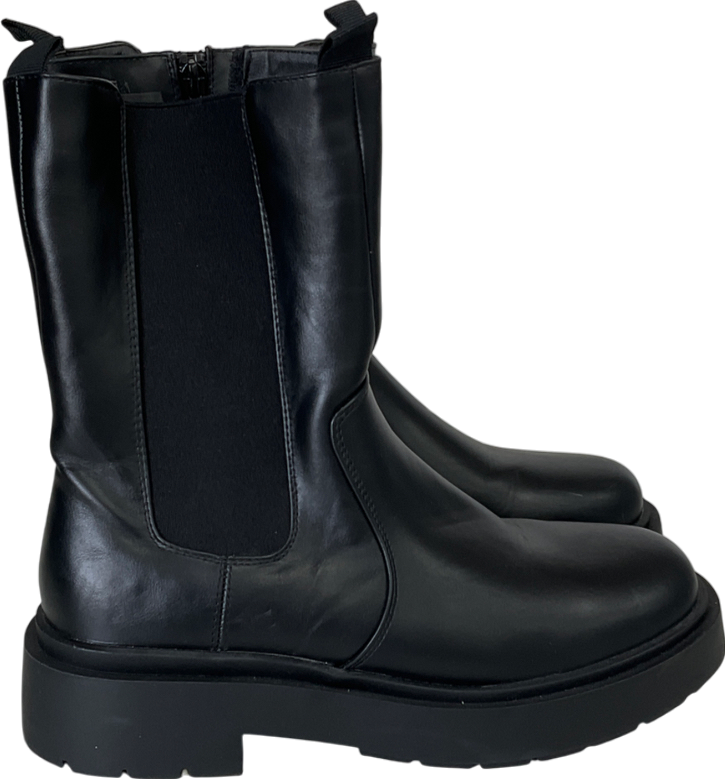 New Look Black High Ankle Chunky Cleated Chelsea Boots UK 6 EU 39 👠