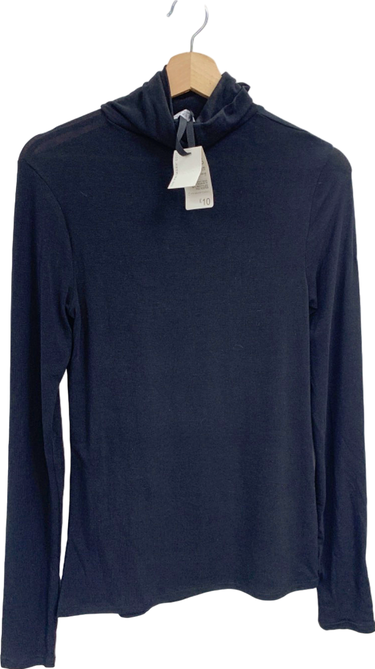 Primark Black High Neck Long Sleeve Top UK S