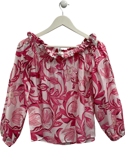 H&M Pink Off The Shoulder Floral Print Top UK S