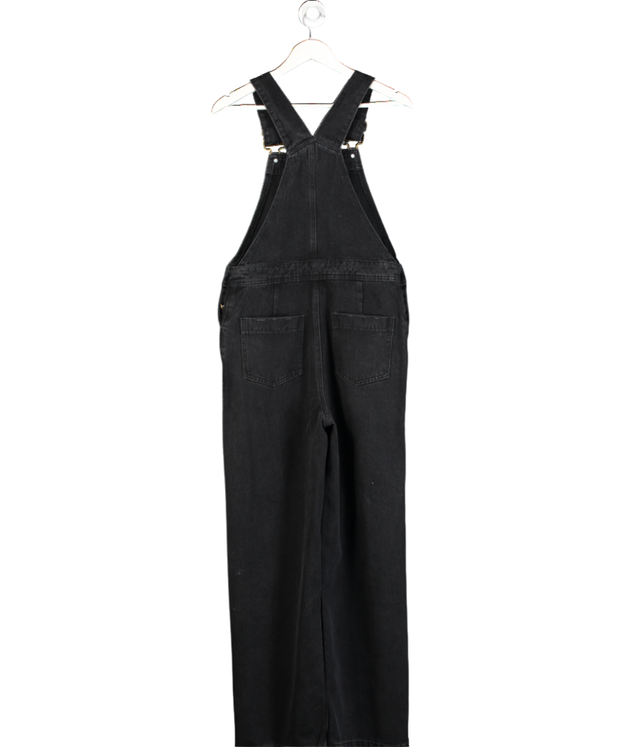 Warehouse Black Front Pocket Denim Dungarees UK 8