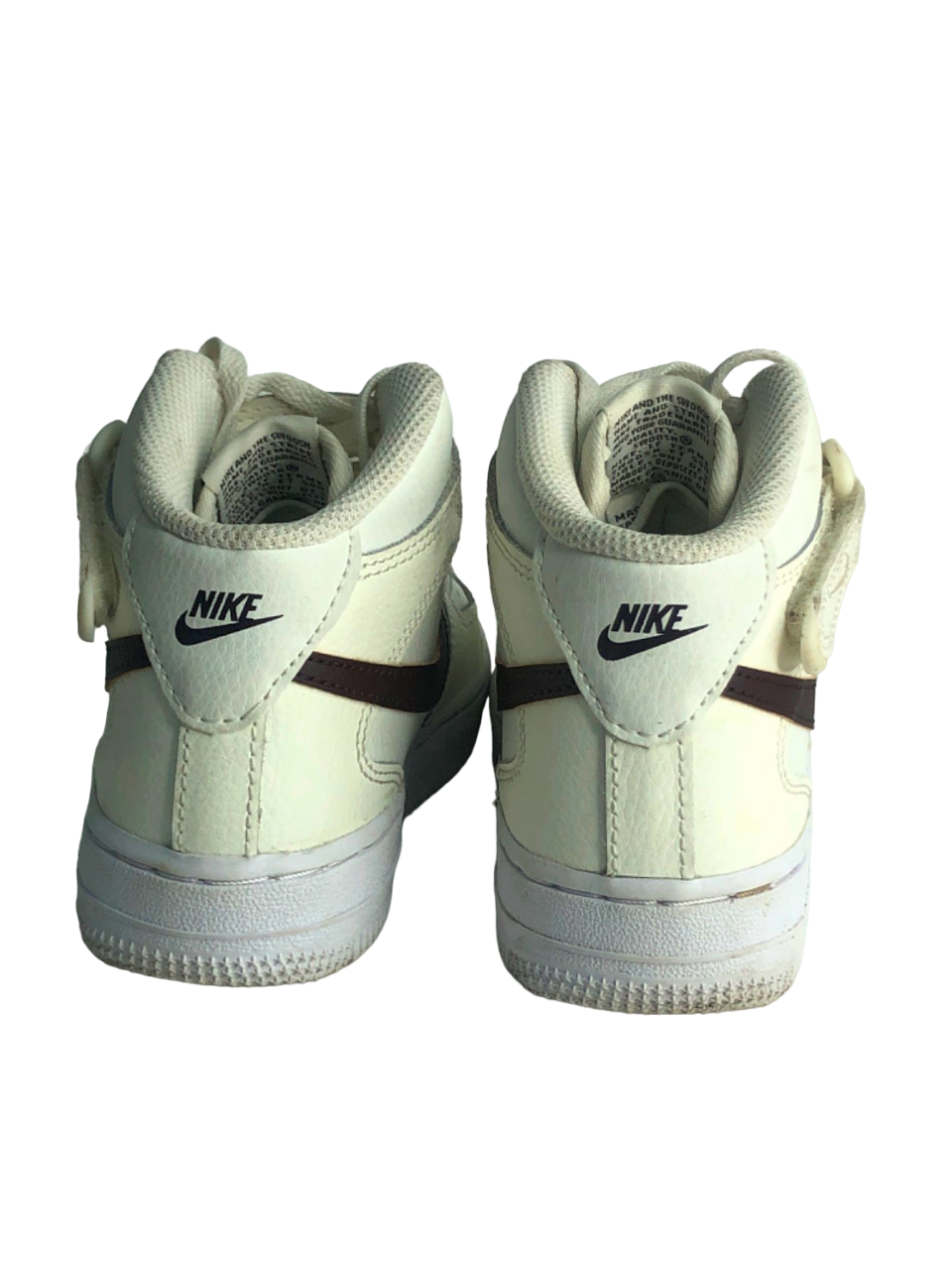 Nike Cream and Brown Air Force 1 Mid Sneakers UK 11.5 Kids