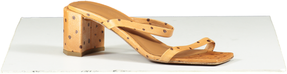 BY FAR TAN LEATHER DOTTED HEELED MULES UK 2