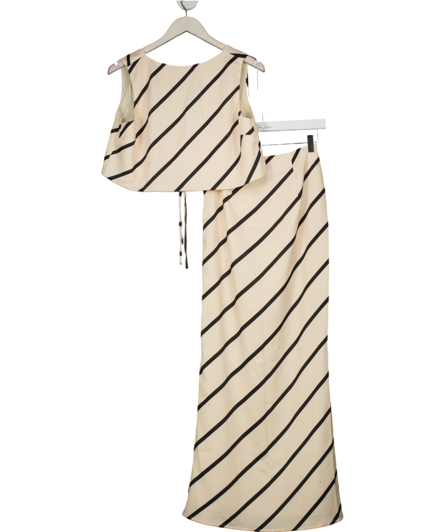 PRETTY LAVISH Cream 2-piece Zuri Tied Striped Top And Maxi Skirt Set UK 6