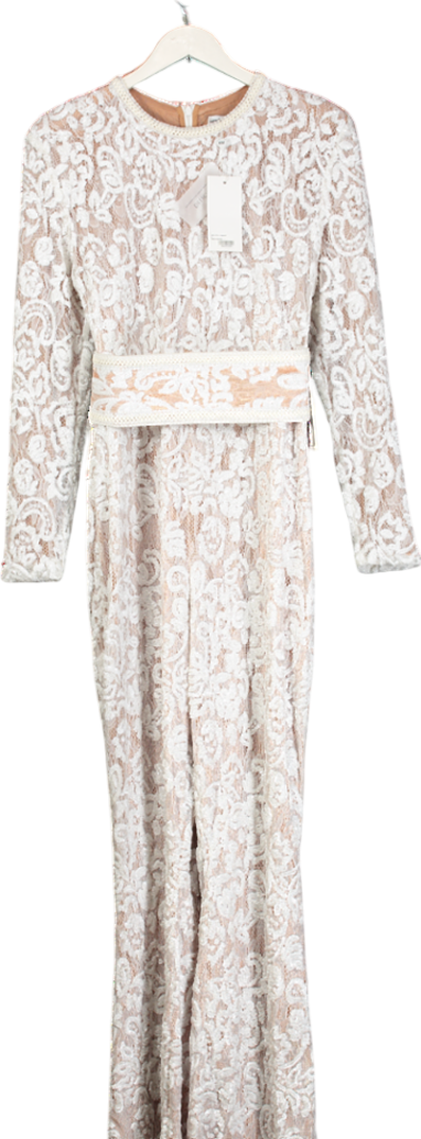 Nadine Merabi White Bella Embellished Jumpsui UK S
