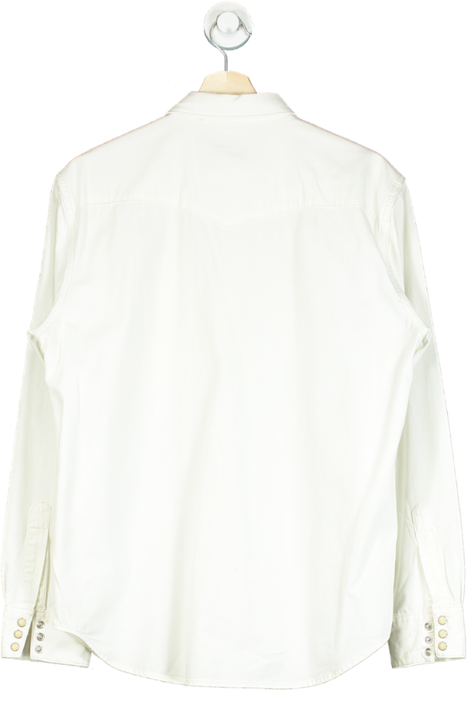 Lucky Brand White Long Sleeve Button-Down Shirt UK M