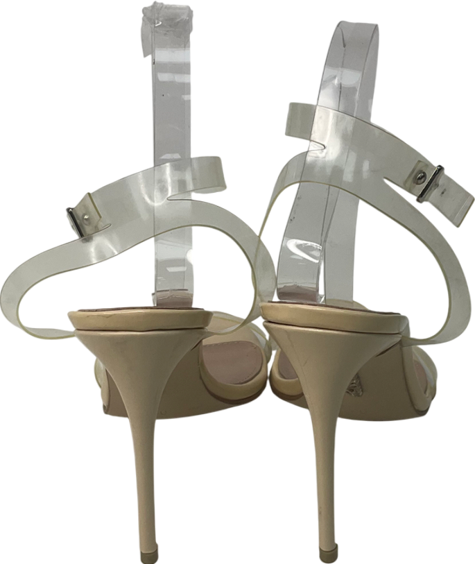 House of CB Cream Ghost Clear Straps Beige Leather Sandals UK 7 EU 40 👠