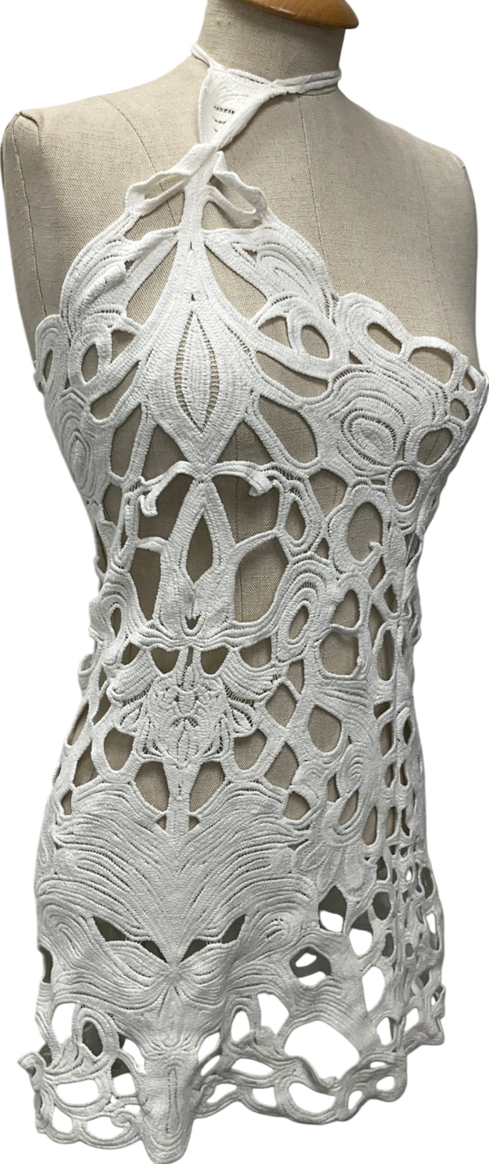 Ezili Dover White Crochet Mini Dress UK S