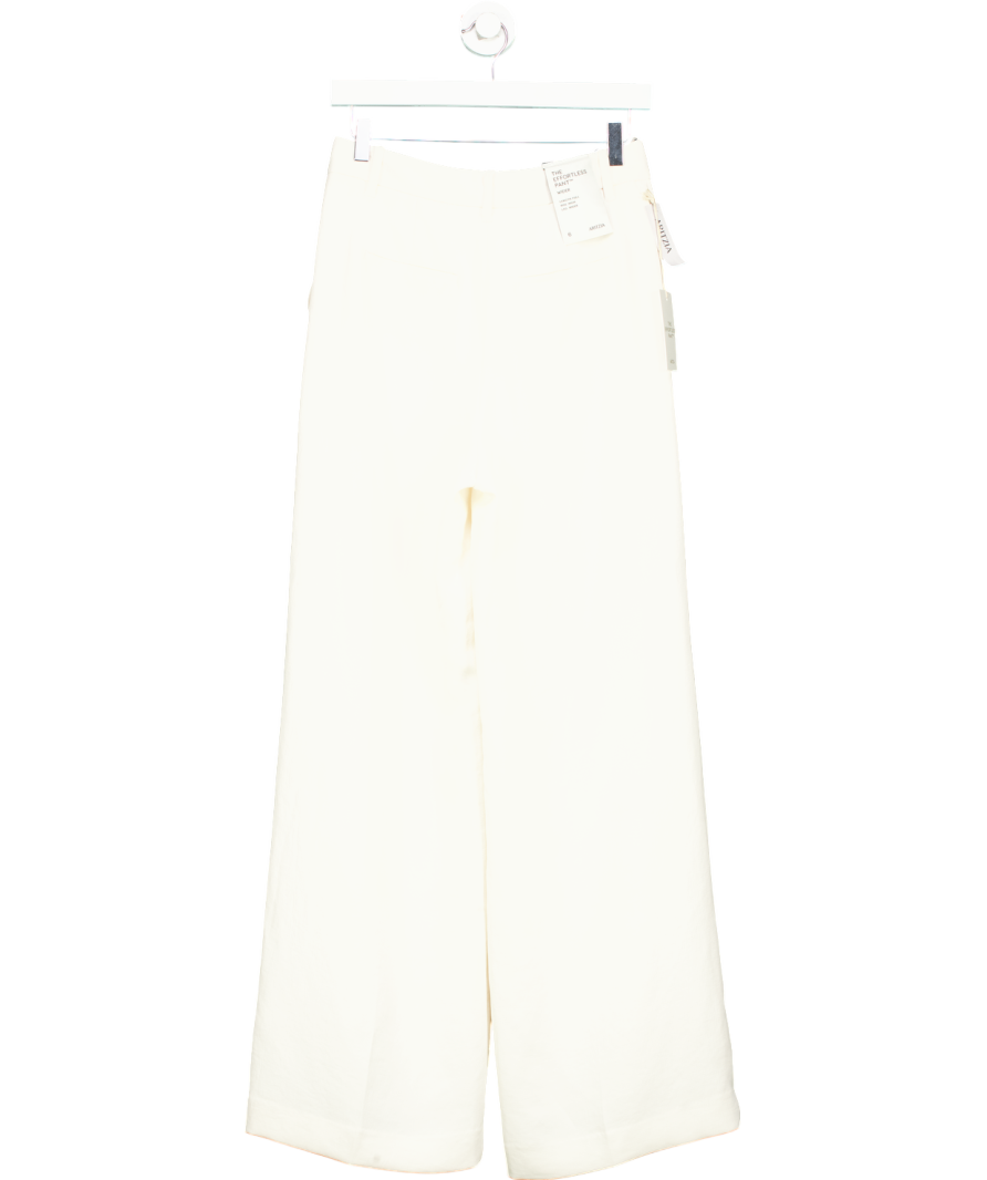 ARITZIA Cream Crepe High-waisted, Wide-leg "the Effortless" Trousers UK 10