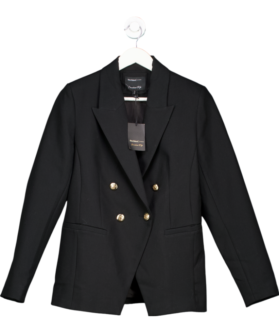 River Island Black Premium Double Breasted Blazer UK 10