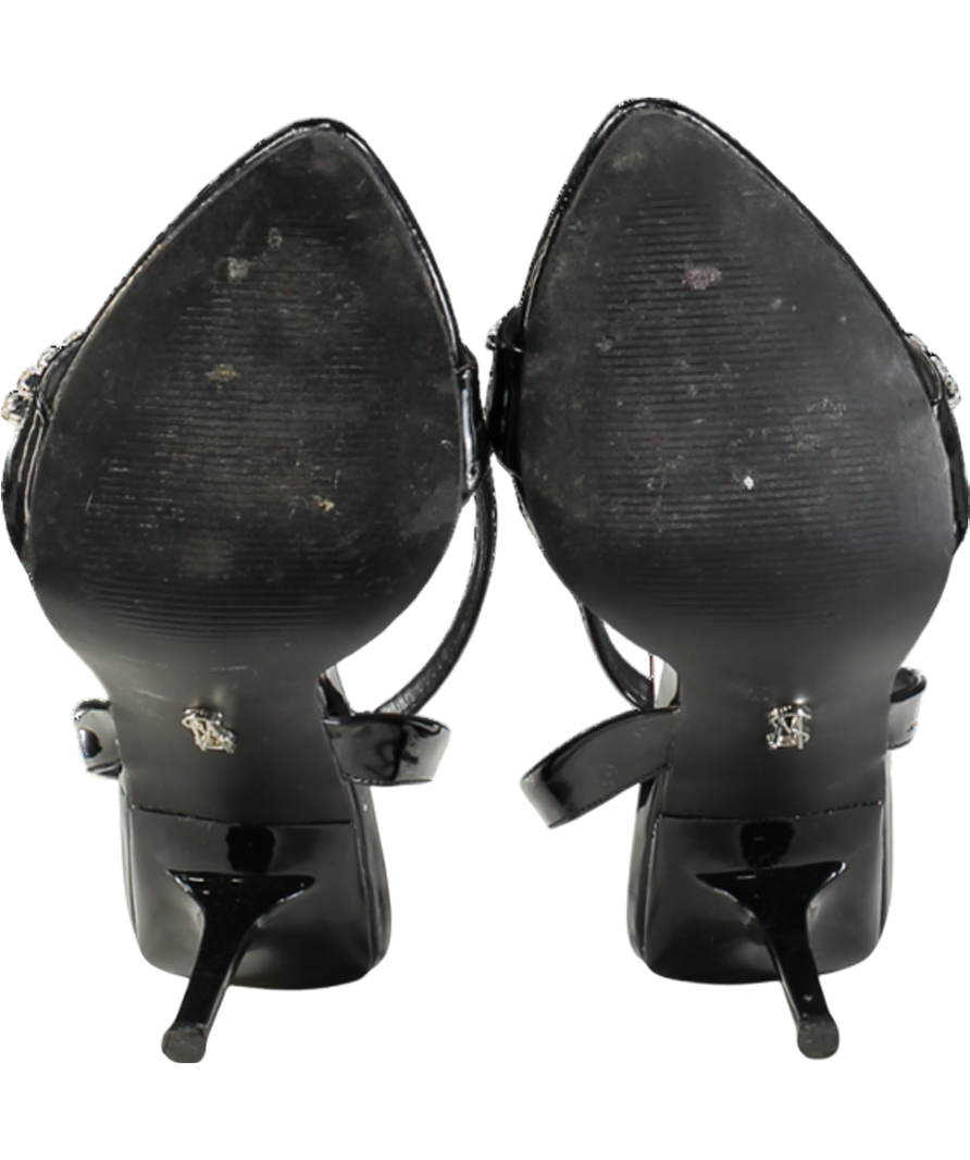 STEVE MADDEN Black Patent Diamante Sandal Heels UK 6 EU 39 👠