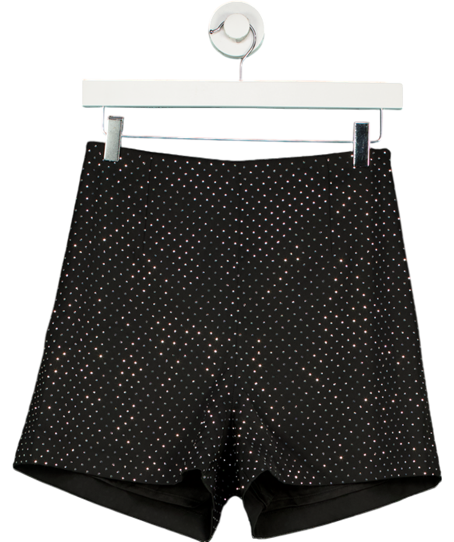 Nadine Merabi Black Kira Rhinestone Embellished Shorts UK S