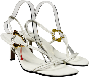 Topshop White Nova Strappy Mid Heeled Sandal With Hardware UK 8 EU 41