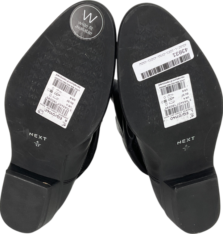 Next Black Leather Standard/wide Fit Forever Comfort Slouch Ankle Boots UK 4 EU 37 👠