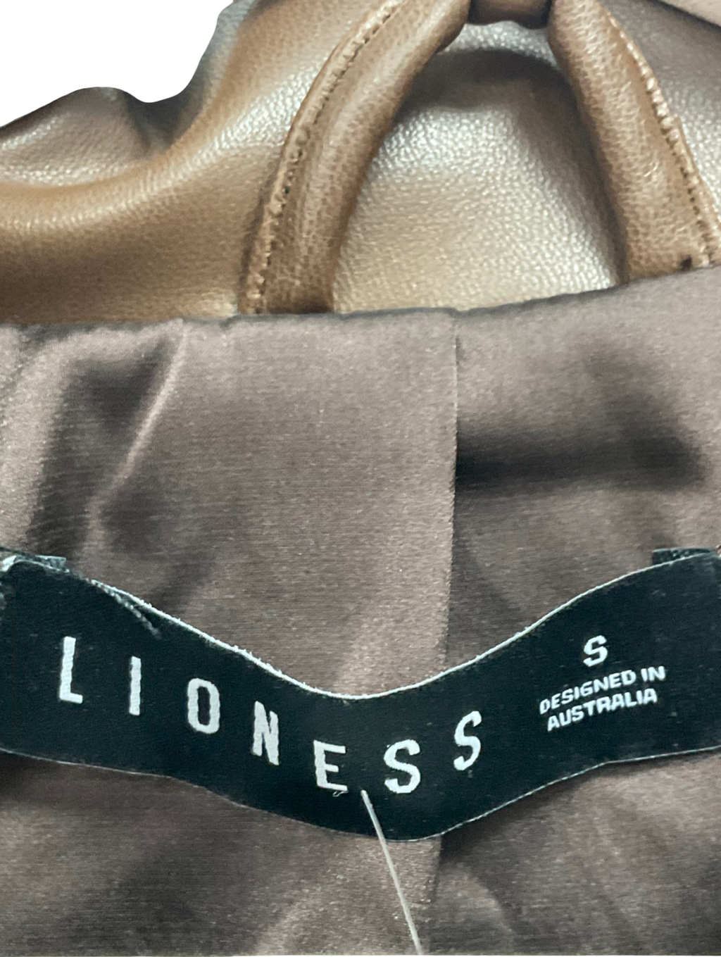 Lioness Brown Faux Leather Crop Jacket UK S