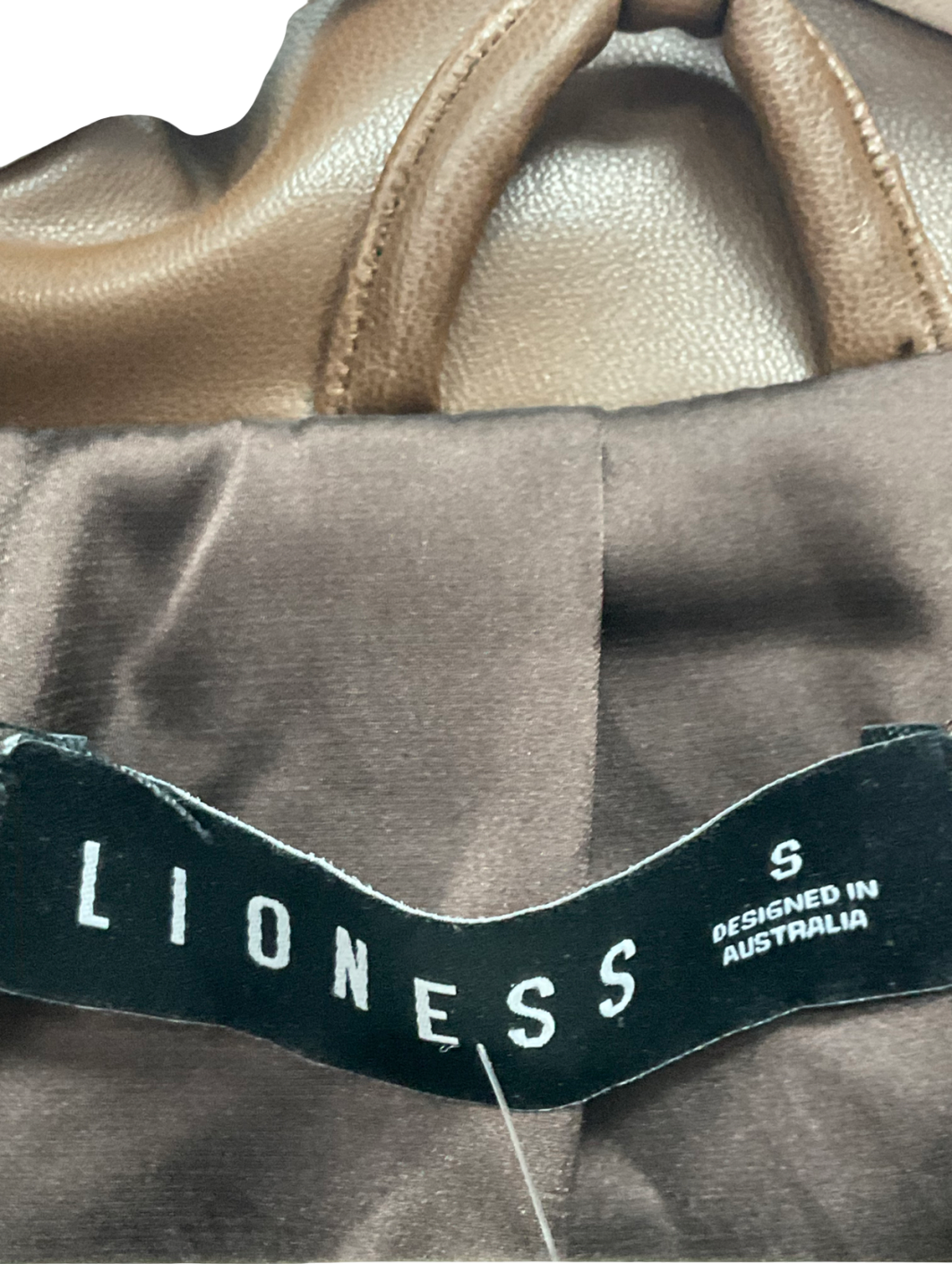 Lioness Brown Faux Leather Crop Jacket UK S