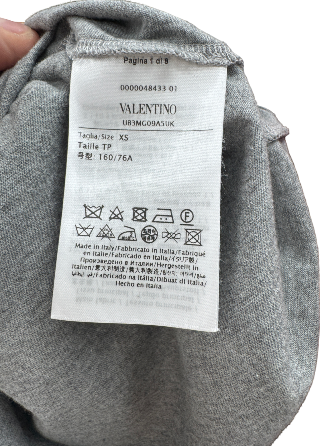 Valentino Grey Cotton V-Logo Sequins Embellished T-shirt UK XS