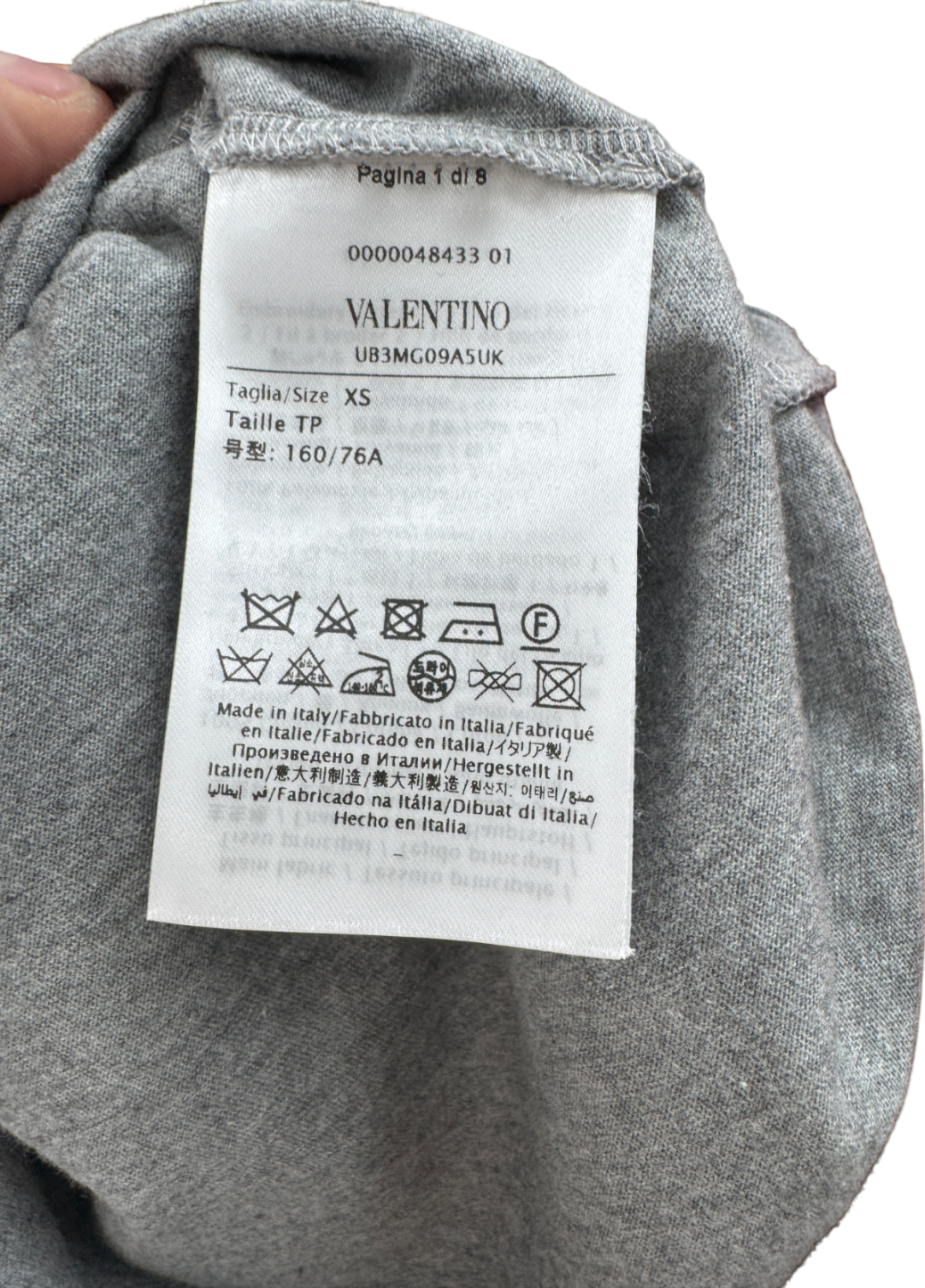 Valentino Grey Cotton V-Logo Sequins Embellished T-shirt UK XS