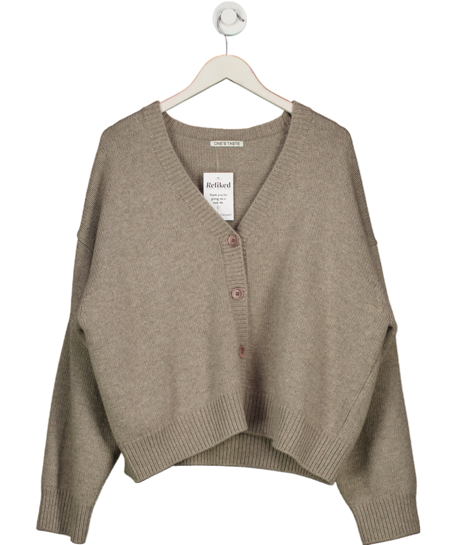 ONE'S TASTE Beige Extra Fine Wool And Cashmere Blend Oversize Cardigan One Size