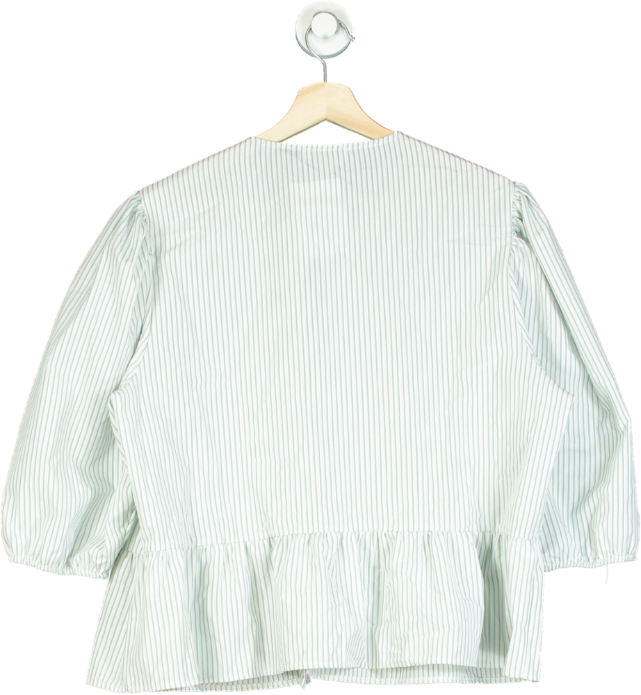 Simply Be Green and White Striped Bow Detail Blouse UK 16