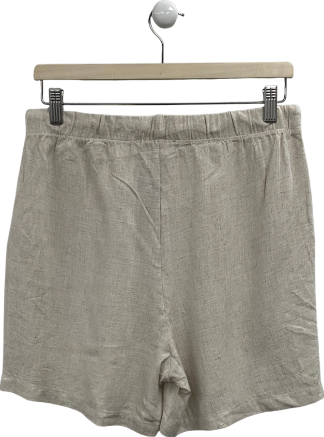 boohooMan Beige Relaxed Linen Shorts UK M