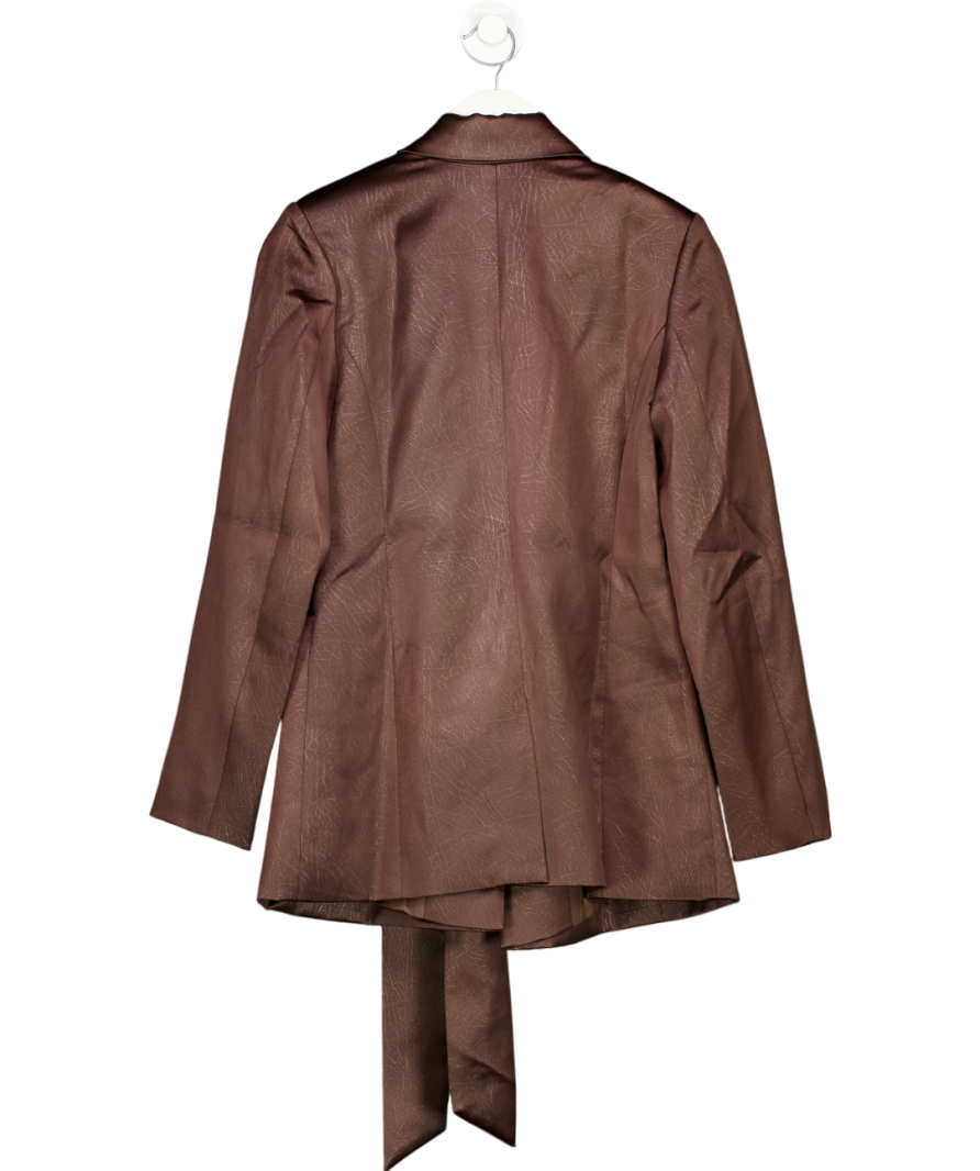 Warehouse Brown Crackled Satin Tie Side Blazer UK 8
