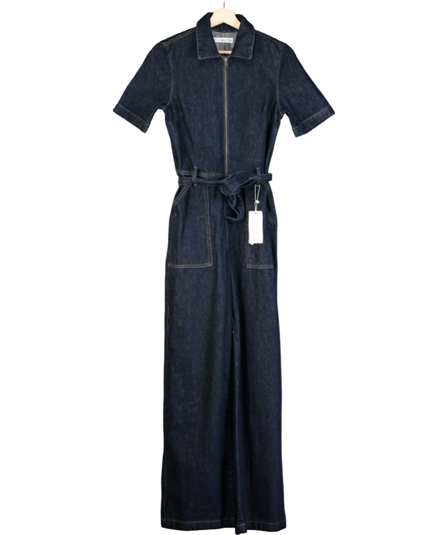 MANGO Blue Rinse-wash Denim Jumpsuit UK XS