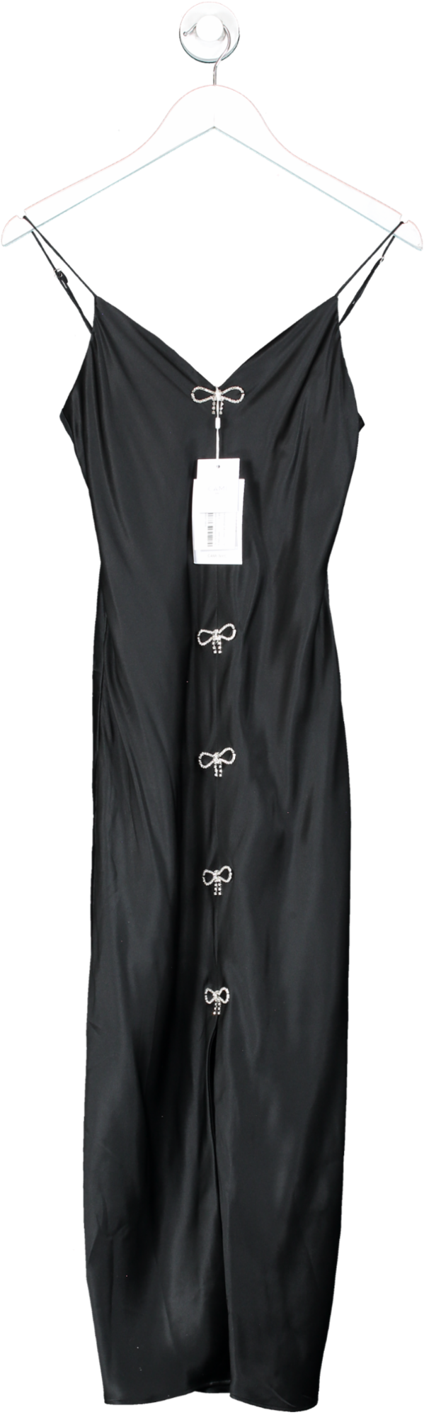 CAMI NYC Black Cerula Crystal bows embellished Silk Dress UK S