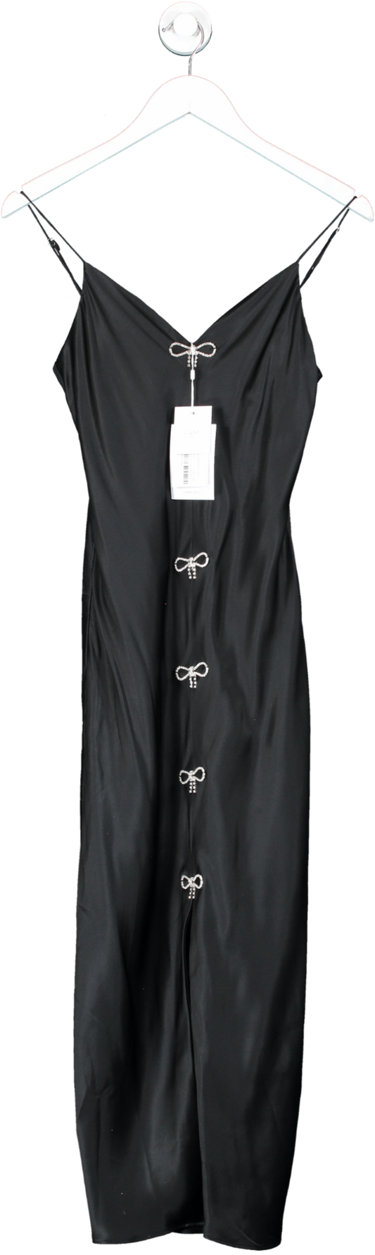 CAMI NYC Black Cerula Crystal bows embellished Silk Dress UK S