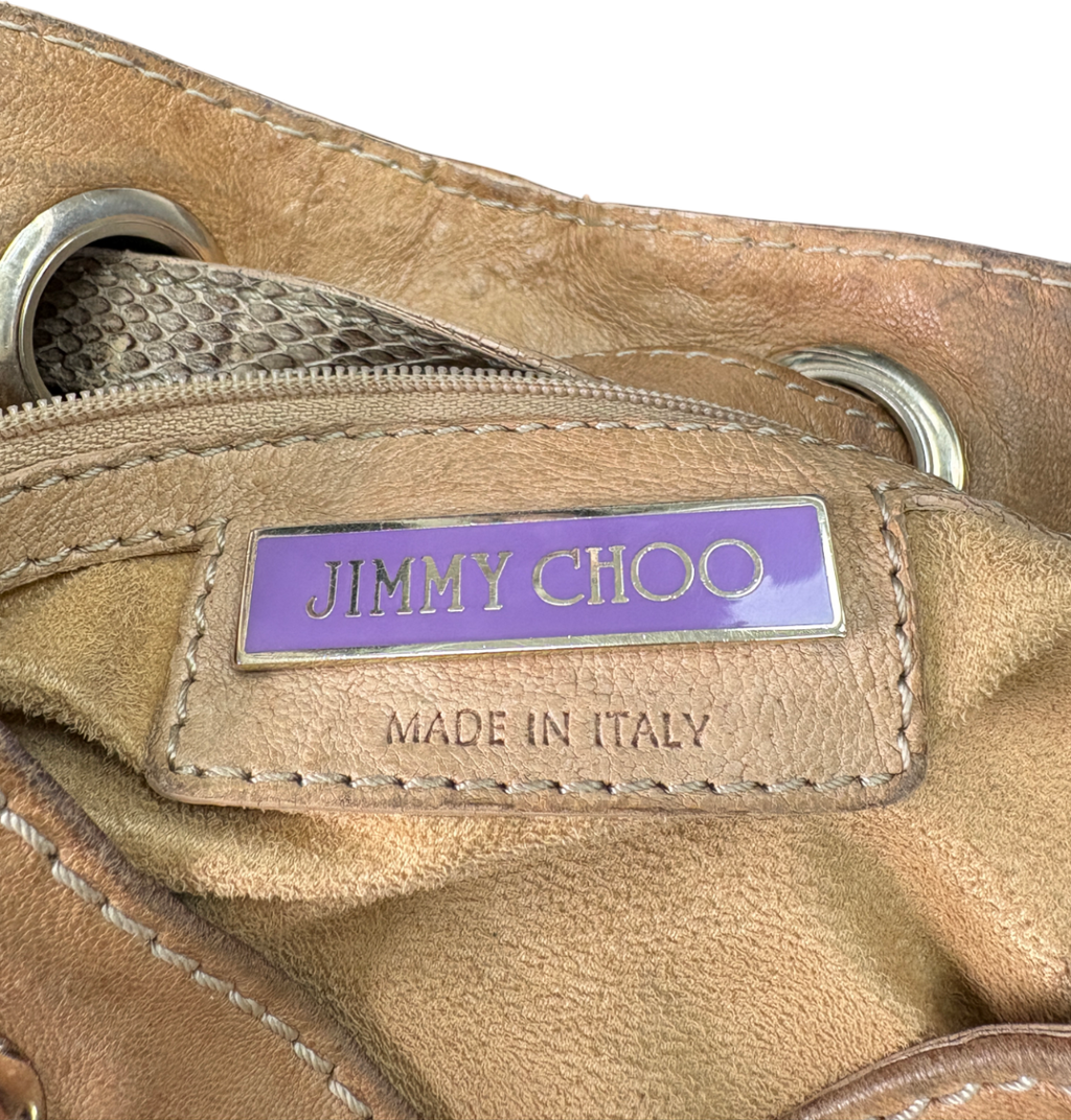 Jimmy Choo Beige Ramona Leather Shoulder Handbag