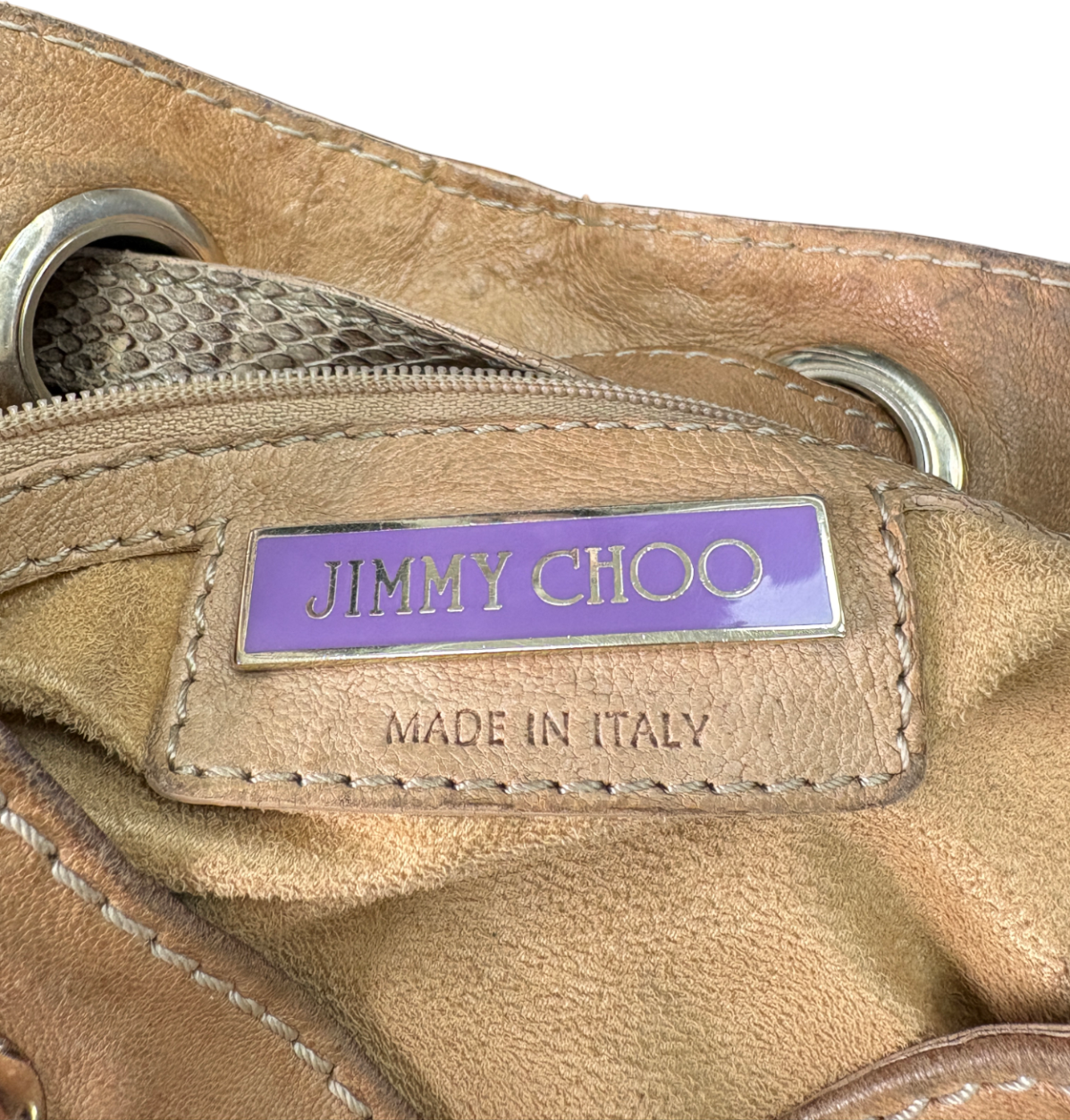 Jimmy Choo Beige Ramona Leather Shoulder Handbag