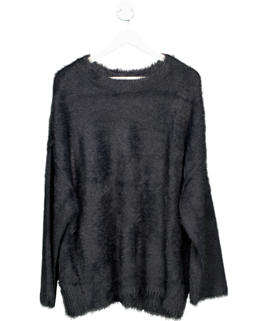Free People Black Harrison Bunny Super soft Crew Neck Jumper UK L