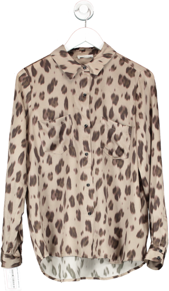 Anine Bing Brown Silk Animal Print Shirt UK M