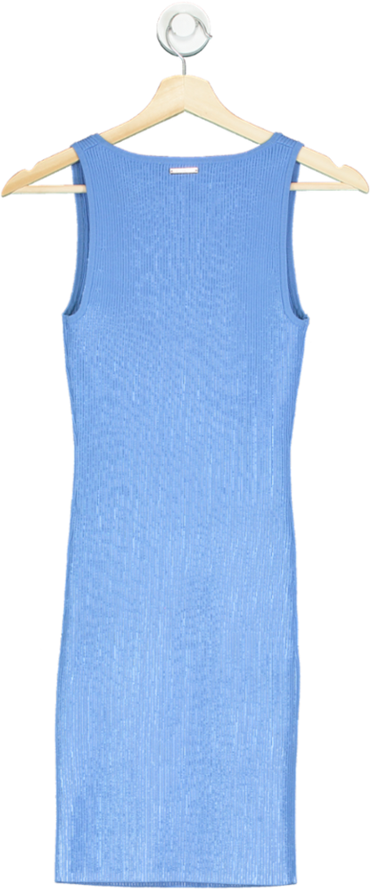 Michael Kors Blue Ribbed Stretch Knit Tank Dress UK XS