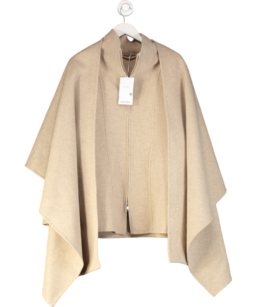 & Other Stories Beige Wool-blend Cape With Detachable Scarf UK XS/S