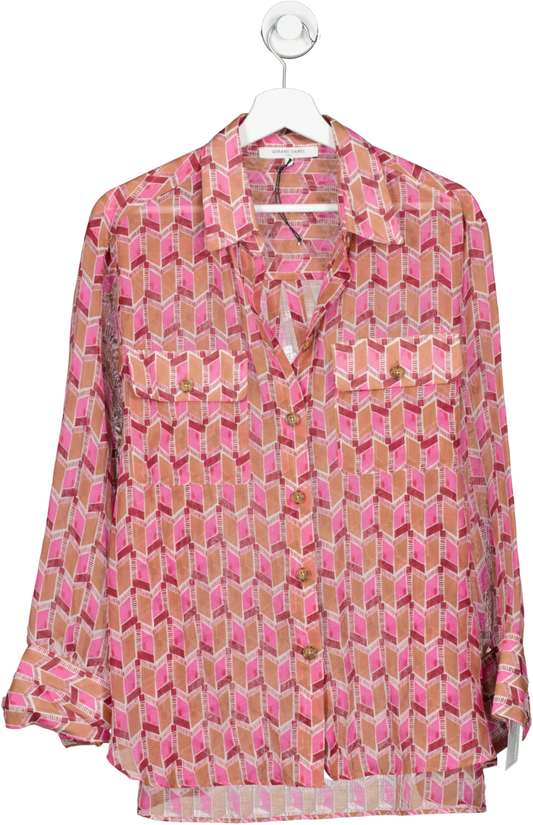 Gerard Darel Pink Cotton/silk Blend Patterned Shirt UK XL