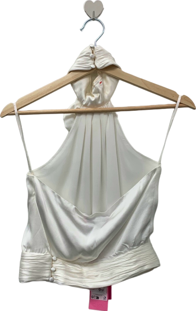 MNG White Halter Top with Rosette XS