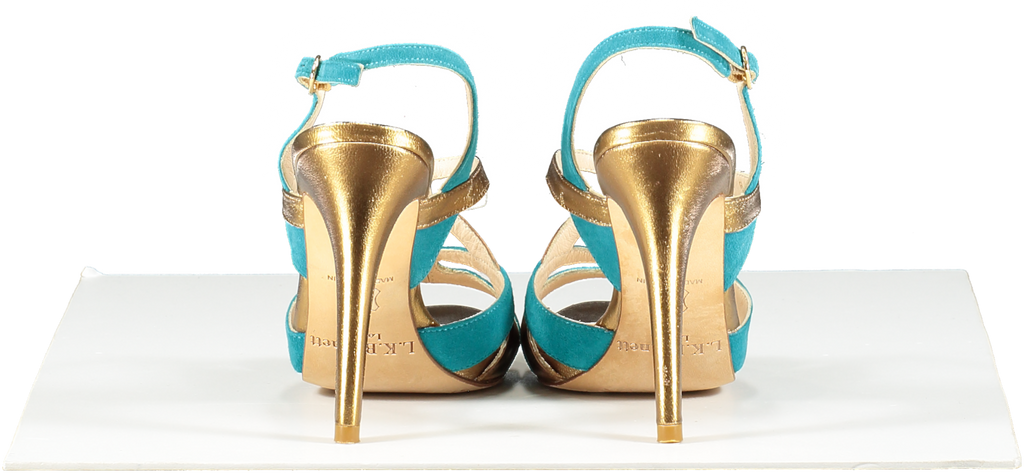 L.K.Bennett Metallic Bronze And Turquoise Heeled Sandals UK 3 EU 36 👠
