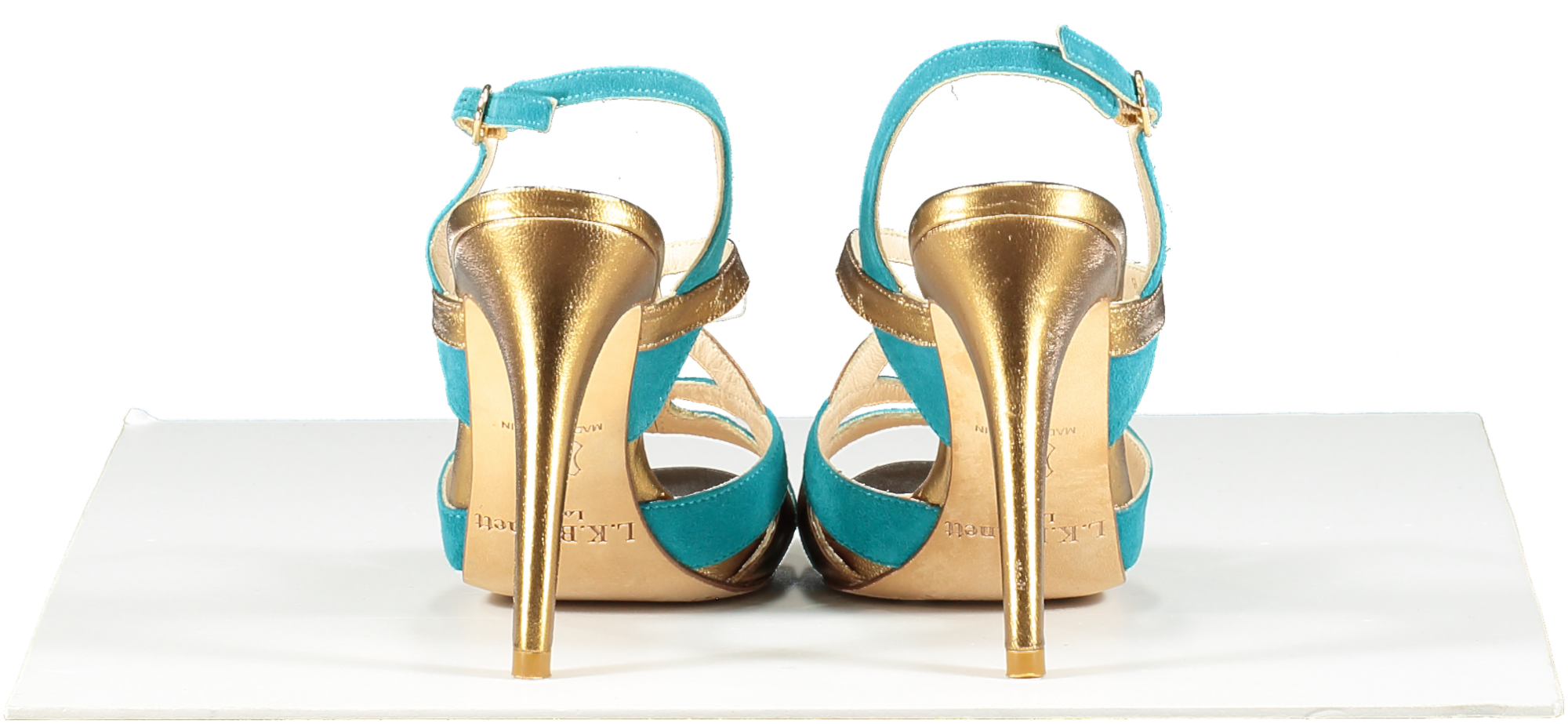 L.K.Bennett Metallic Bronze And Turquoise Heeled Sandals UK 3 EU 36 👠