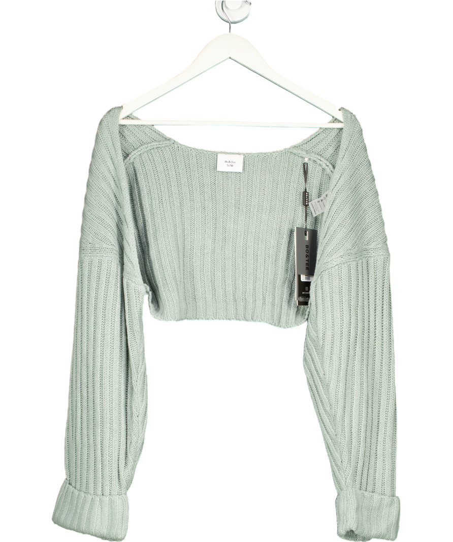 Bo&Tee Blue Oversized Chunky Knit Shrug In Dusty Teal UK S