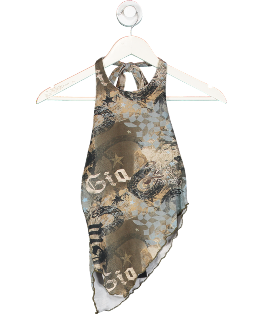 I.AM.GIA Green Theda Star Halter Neck Top UK XS