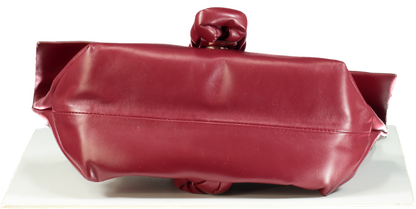 DeMellier Burgundy Leather Verona Braided Calfskin Clutch Bag with shoulder strap In Ruby Smooth