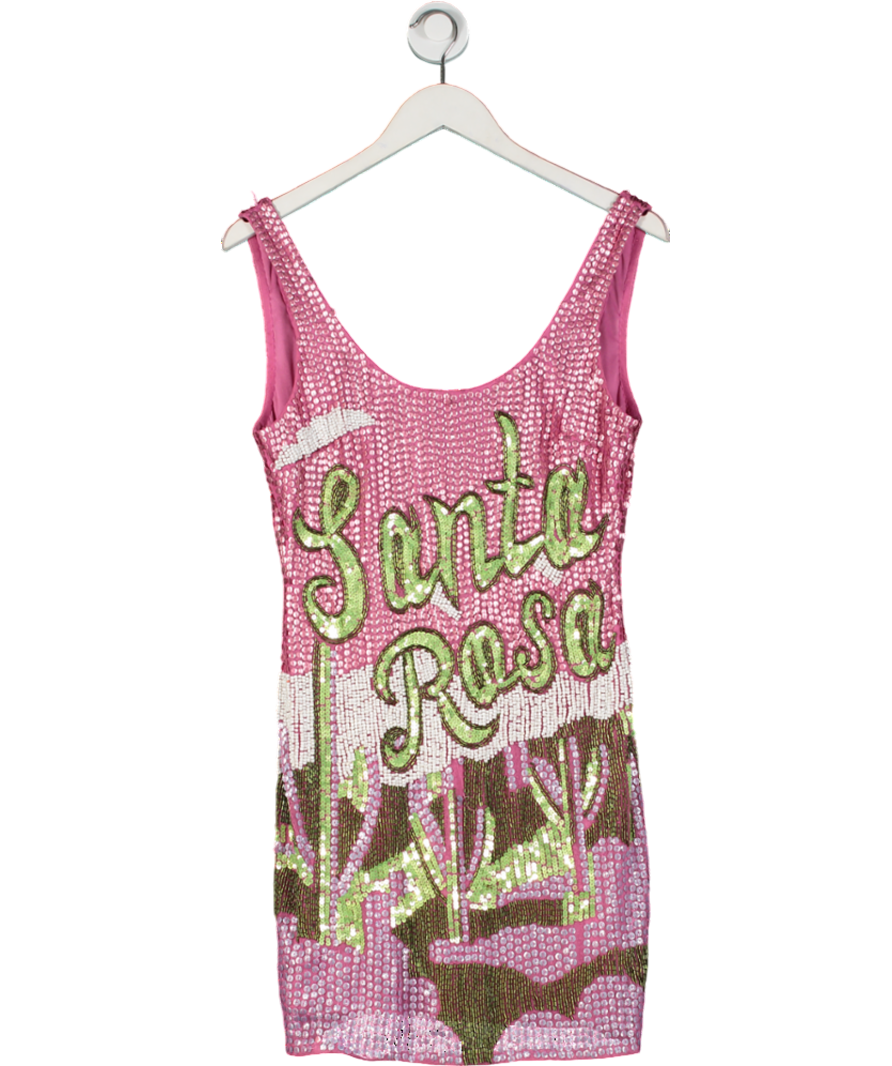 Nasty Gal Premium Pink Santa Rosa Beaded Mini Dress UK 8