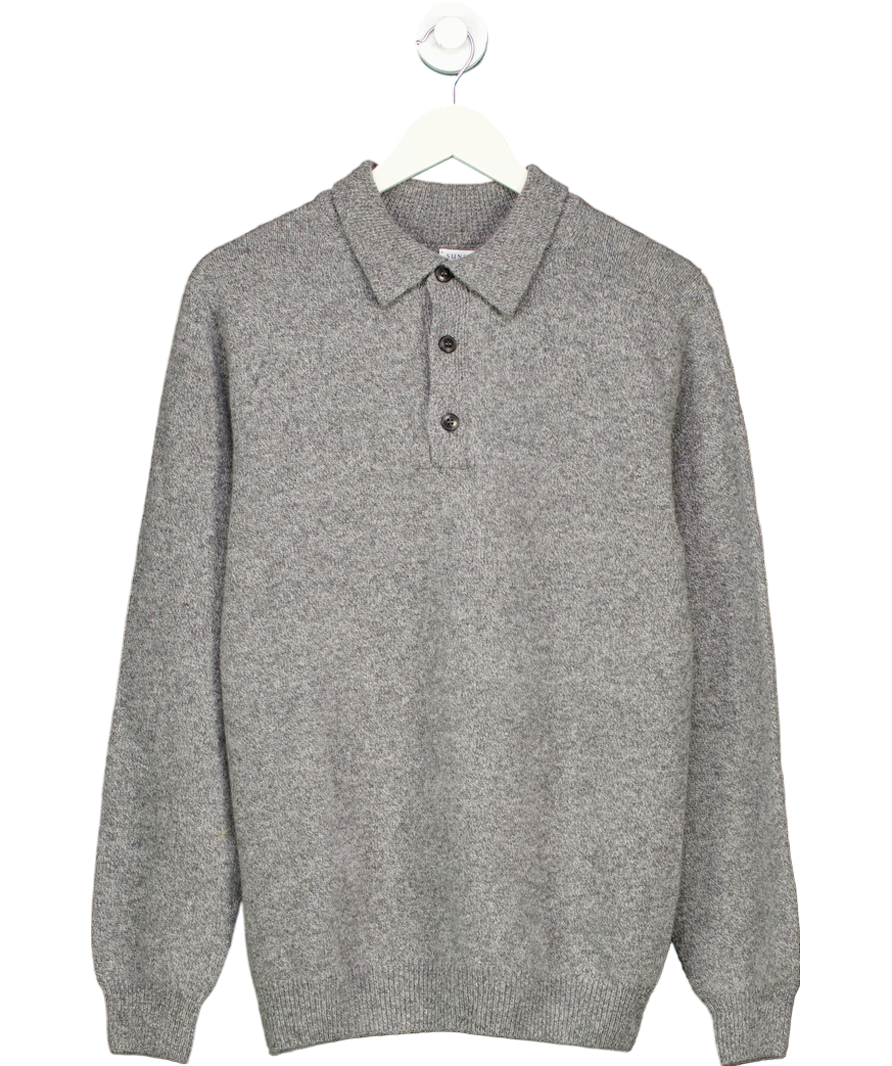 Sunspel Grey Extra‑fine Merino Polo Shirt UK M