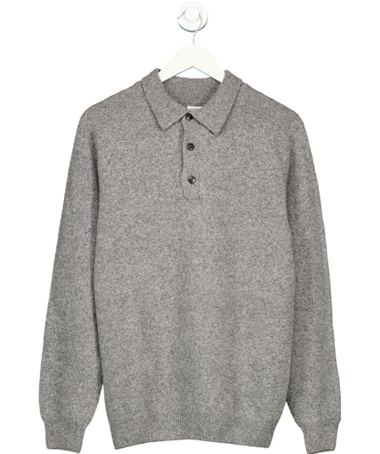 Sunspel Grey Extra‑fine Merino Polo Shirt UK M