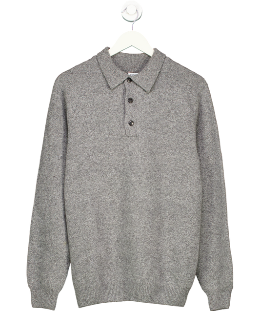 Sunspel Grey Extra‑fine Merino Polo Shirt UK M