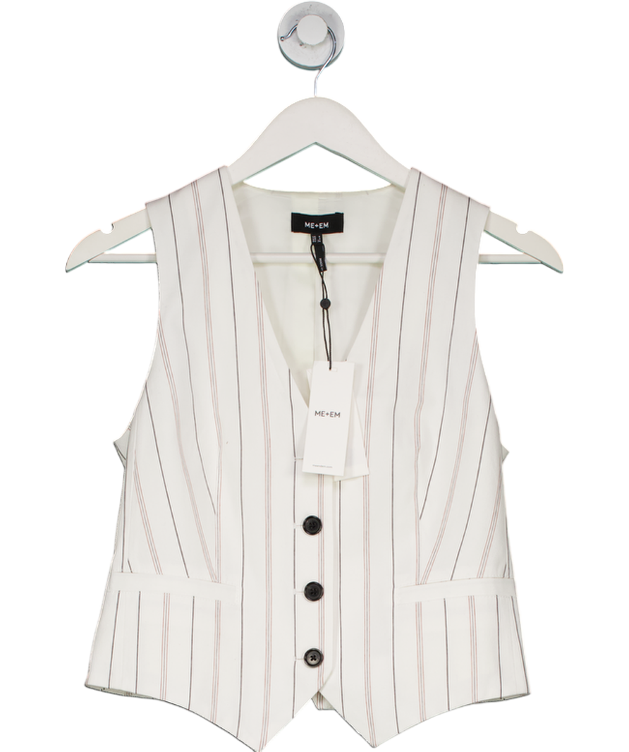 ME + EM Cream Multi Stripe Waistcoat UK 8
